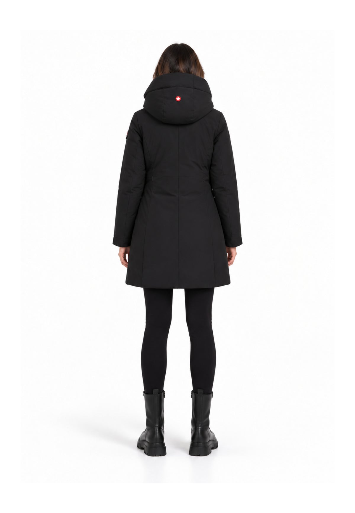 Canadiens Giubbotto nero con cappuccio a metà coscia Donna 0.313 tech/w.ne_