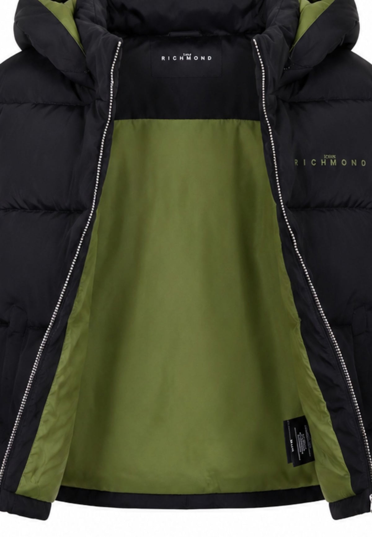 John Richmond giubbotto NERO CON CAPPUCCIO E INTERNO VERDE OLIVA Bambini e ragazzi ria26007pi.ne_