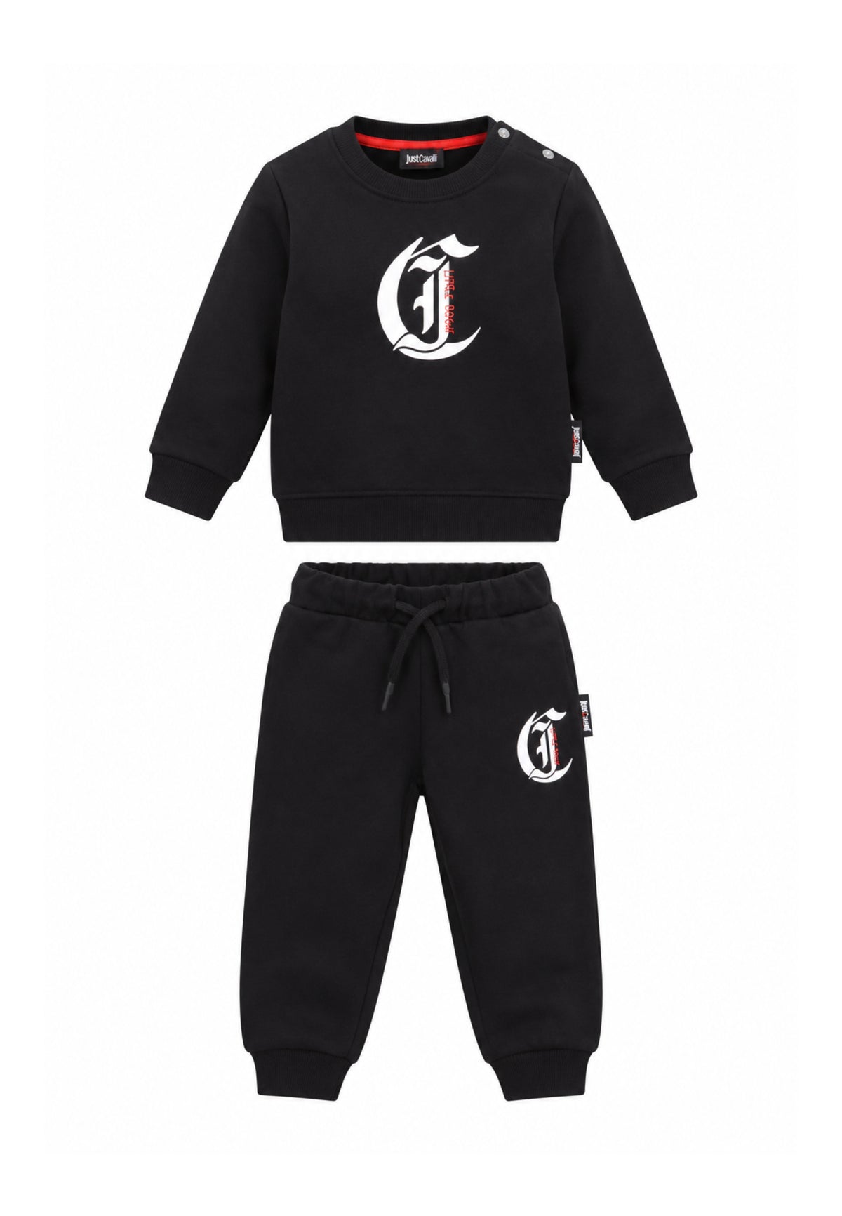 JUST CAVALLI TUTA NERA A GIROCOLLO CON LOGO CENTRALE Bambini e ragazzi JIA26001CF.NE_