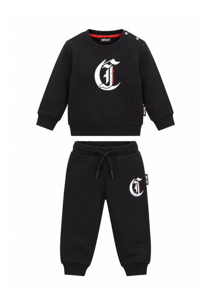 JUST CAVALLI TUTA NERA A GIROCOLLO CON LOGO CENTRALE Bambini e ragazzi JIA26001CF.NE_