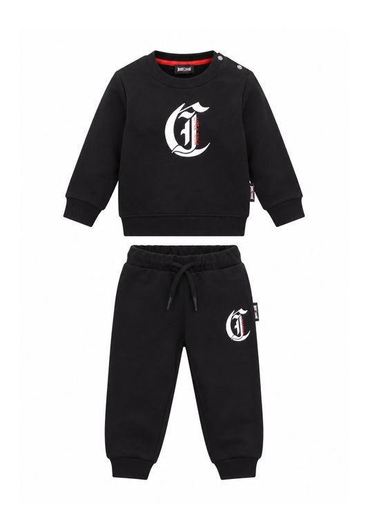 JUST CAVALLI TUTA NERA A GIROCOLLO CON LOGO CENTRALE Bambini e ragazzi JIA26001CF.NE_