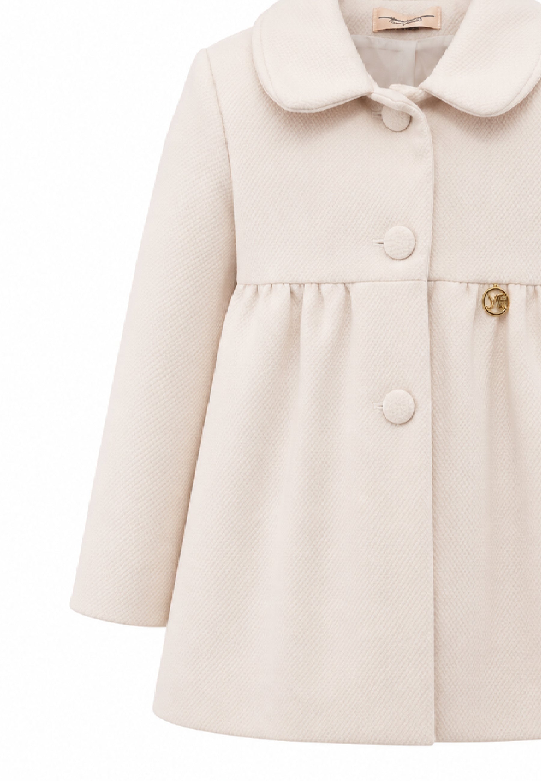 MON SAURIRE cappotto panna con colletto tondeggiante e bottoni tono su tono Bambine e ragazze m1418b.panna_