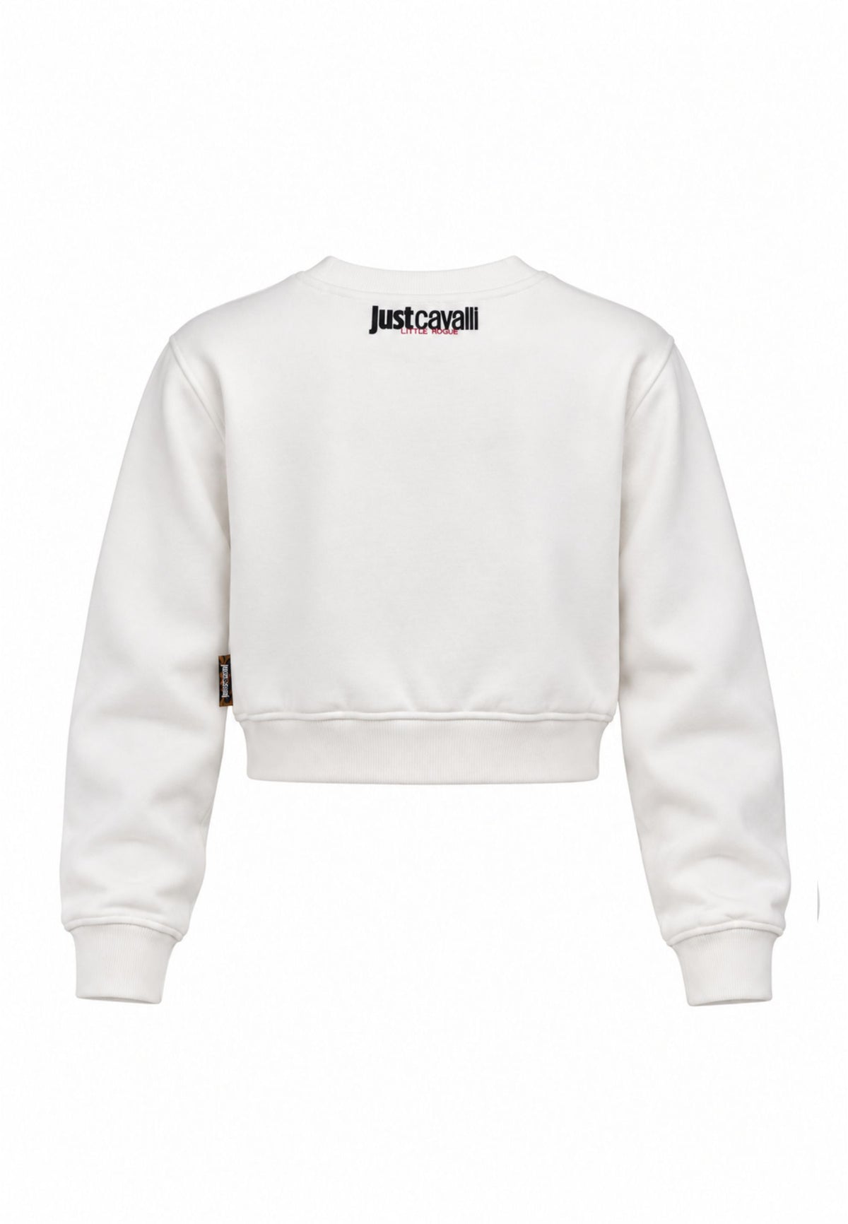 JUST CAVALLI felpa BIANCA CROP GIROCOLLO CON LOGO DI STRASS Bambine e ragazze jga26176fe.bia_