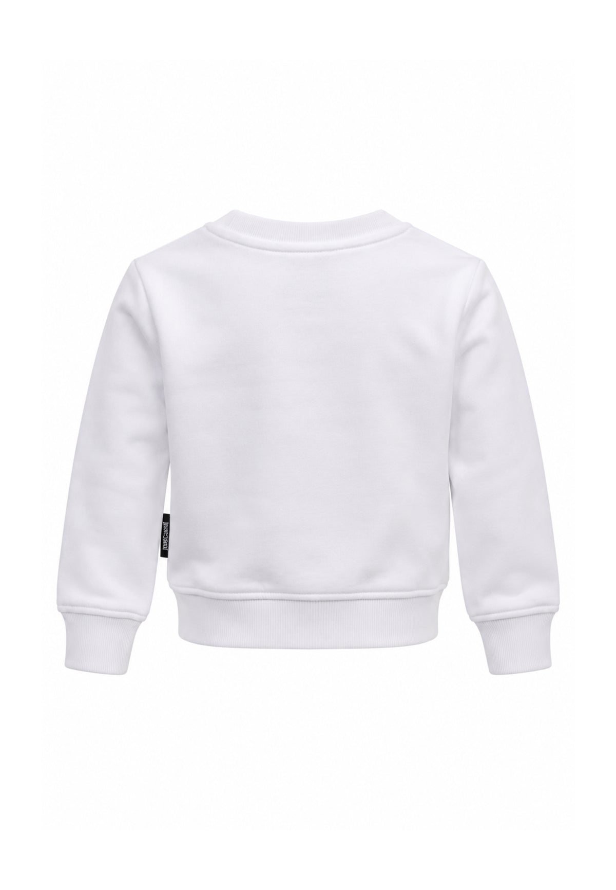 JUST CAVALLI FELPA BIANCA GIROCOLLO LOGO PATCH RICAMATO Bambini e ragazzi JBA26160FE.BIA_