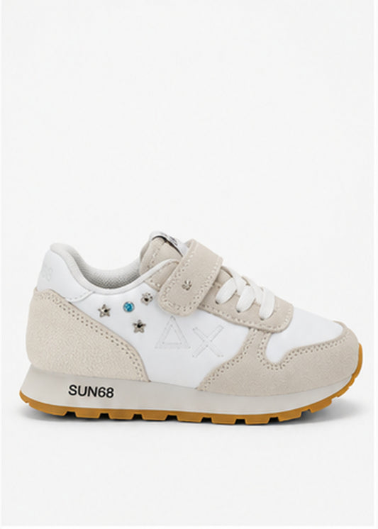 SUN68 Ally Studs Sneakers Panna Neonata con Borchie e Strappi Z46406F