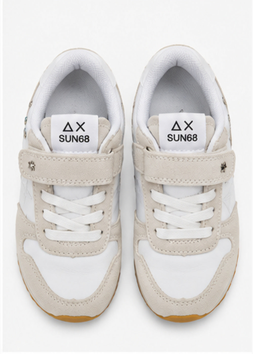SUN68 Ally Studs Sneakers Panna Neonata con Borchie e Strappi Z46406F