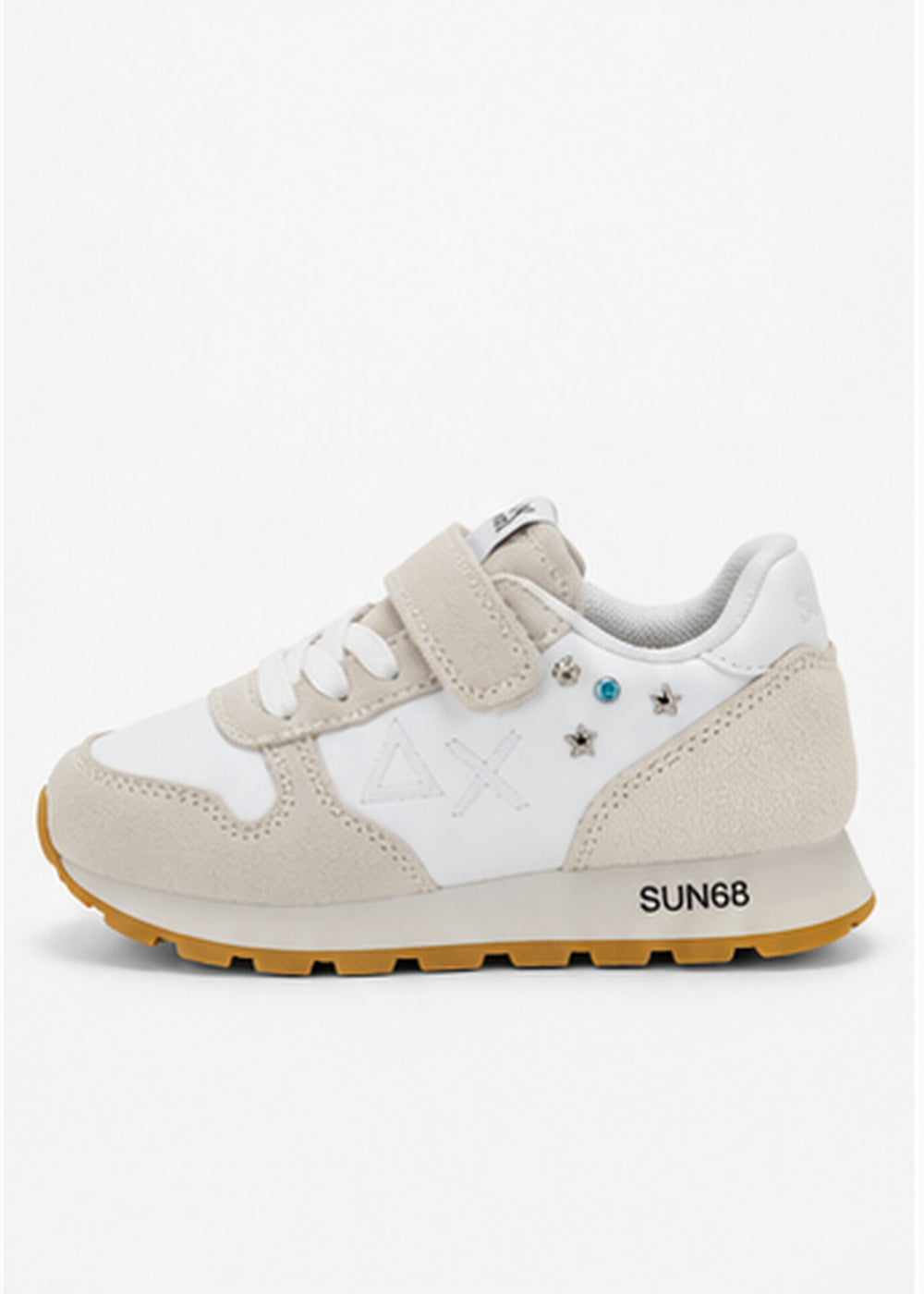 SUN68 Ally Studs Sneakers Panna Neonata con Borchie e Strappi Z46406F