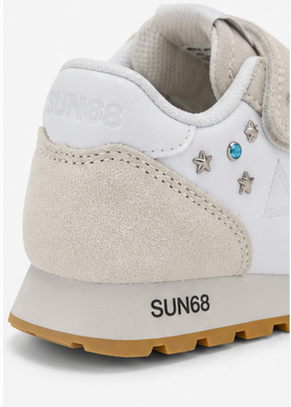 SUN68 Ally Studs Sneakers Panna Neonata con Borchie e Strappi Z46406F