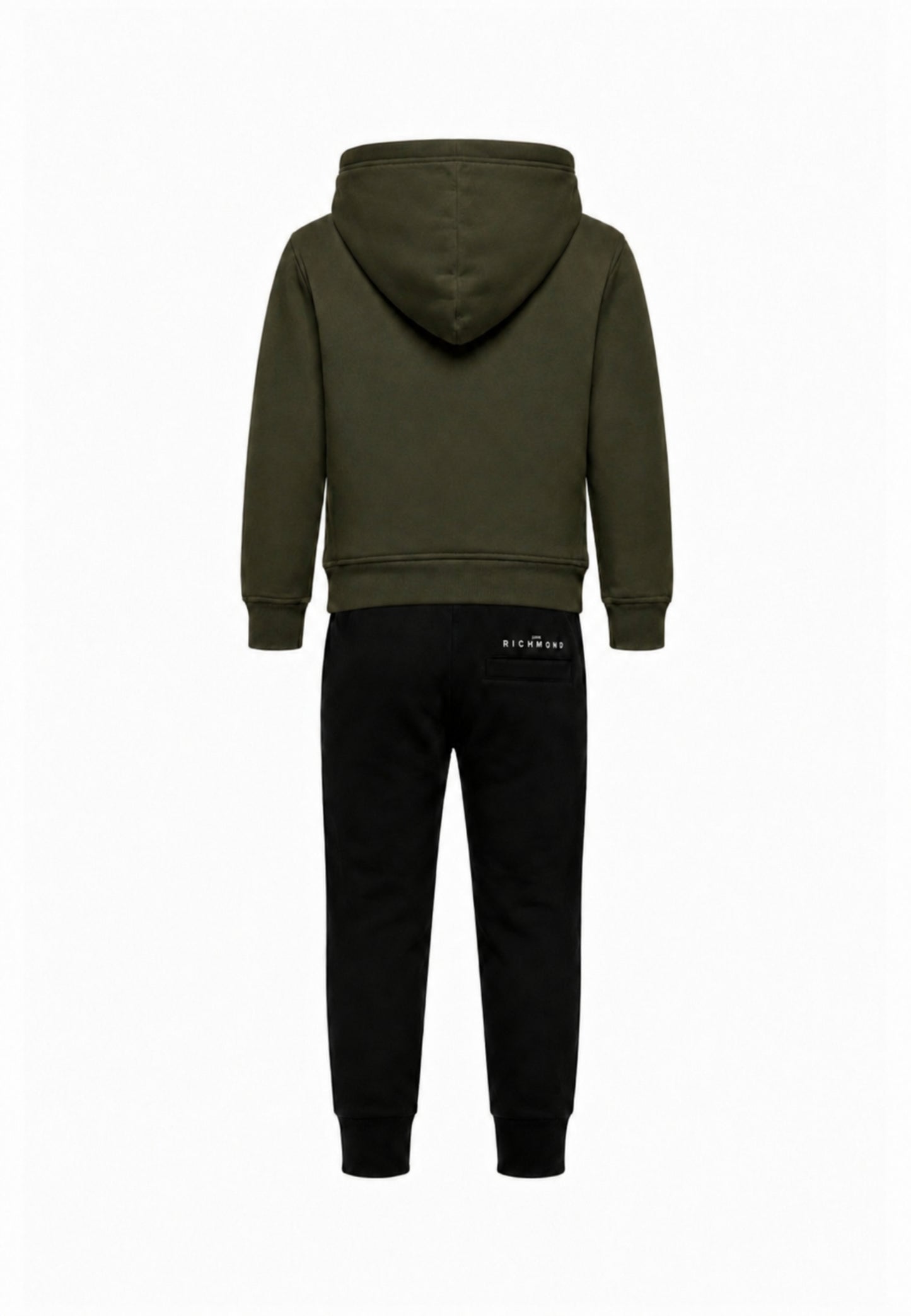 John Richmond Tuta verde militare con cappuccio e logo gommato Bambini e ragazzi rba26007cf.ver_