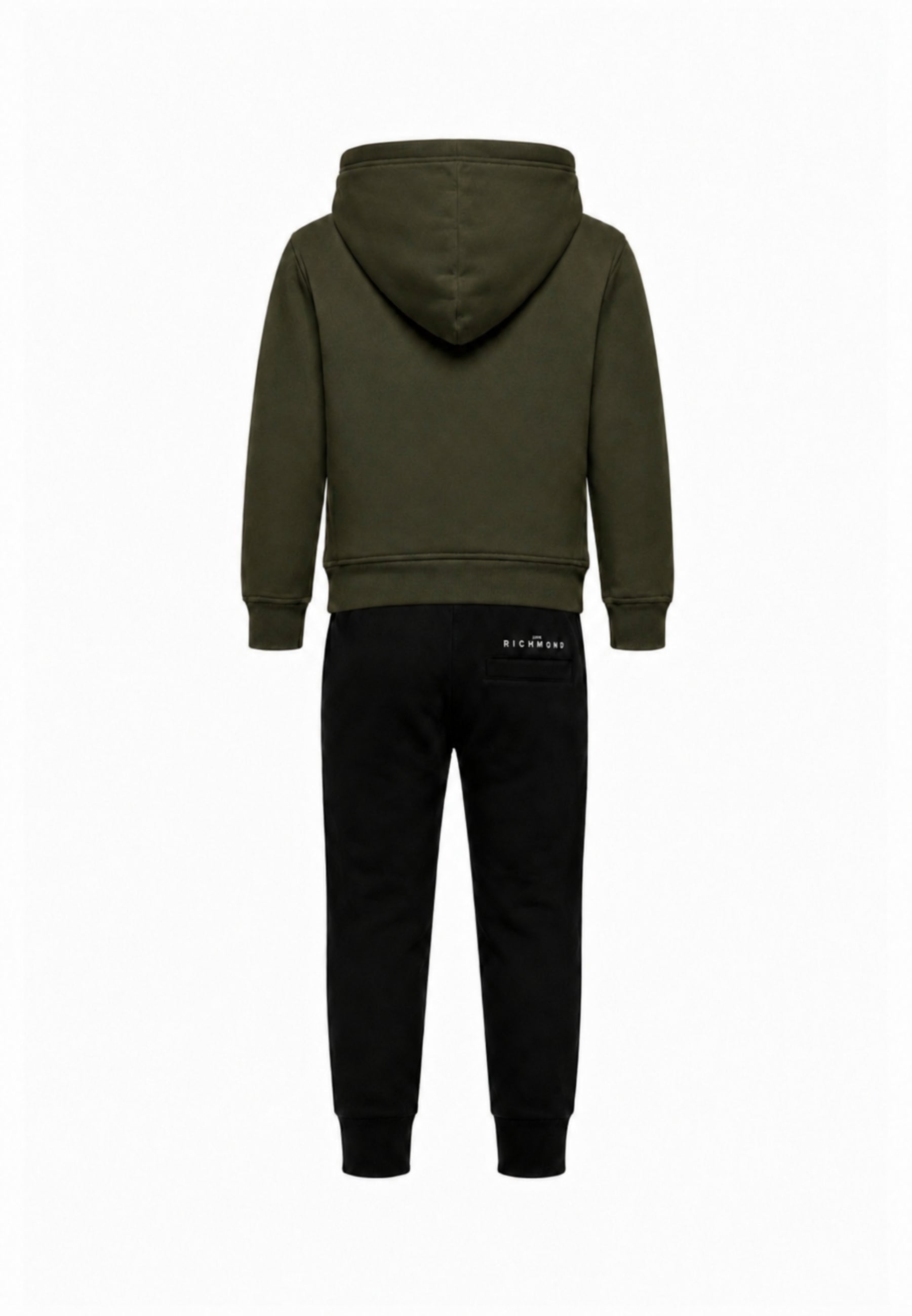 John Richmond Tuta verde militare con cappuccio e logo gommato Bambini e ragazzi rba26007cf.ver_