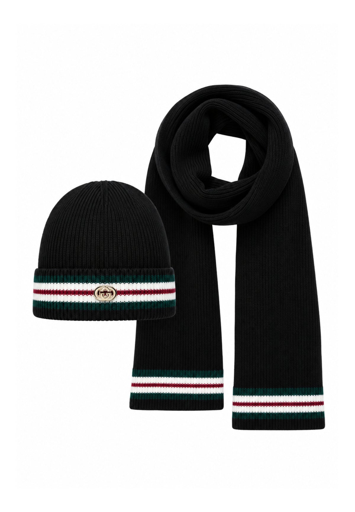 Gabriella Gucci SET CAPPELLO E SCIARPA IN MAGLIA CON STRISCE Bambine e ragazze GK306+308.NE_