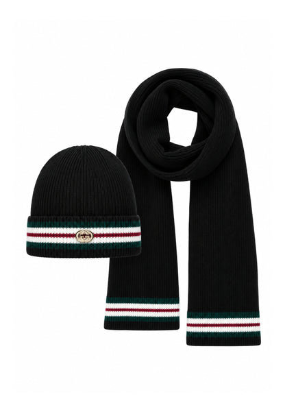 Gabriella Gucci SET CAPPELLO E SCIARPA IN MAGLIA CON STRISCE Bambine e ragazze GK306+308.NE_