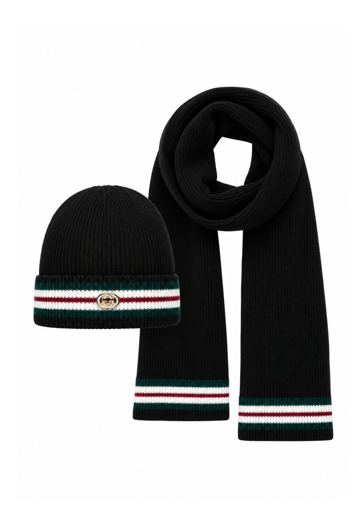 Gabriella Gucci SET CAPPELLO E SCIARPA IN MAGLIA CON STRISCE Bambine e ragazze GK306+308.NE_