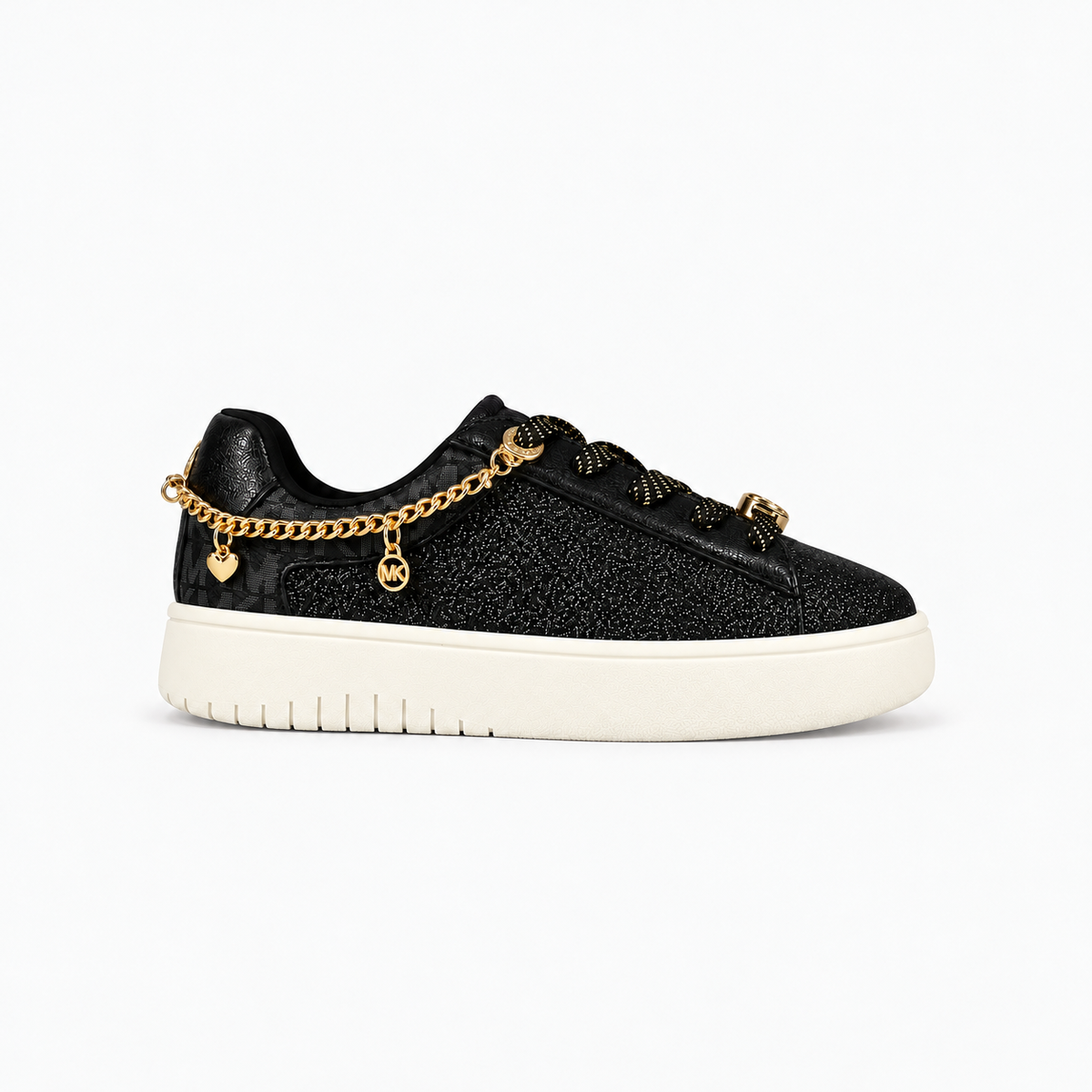 Michael Kors Sneakers Nere Glitter Bambina con Logo sul Retro