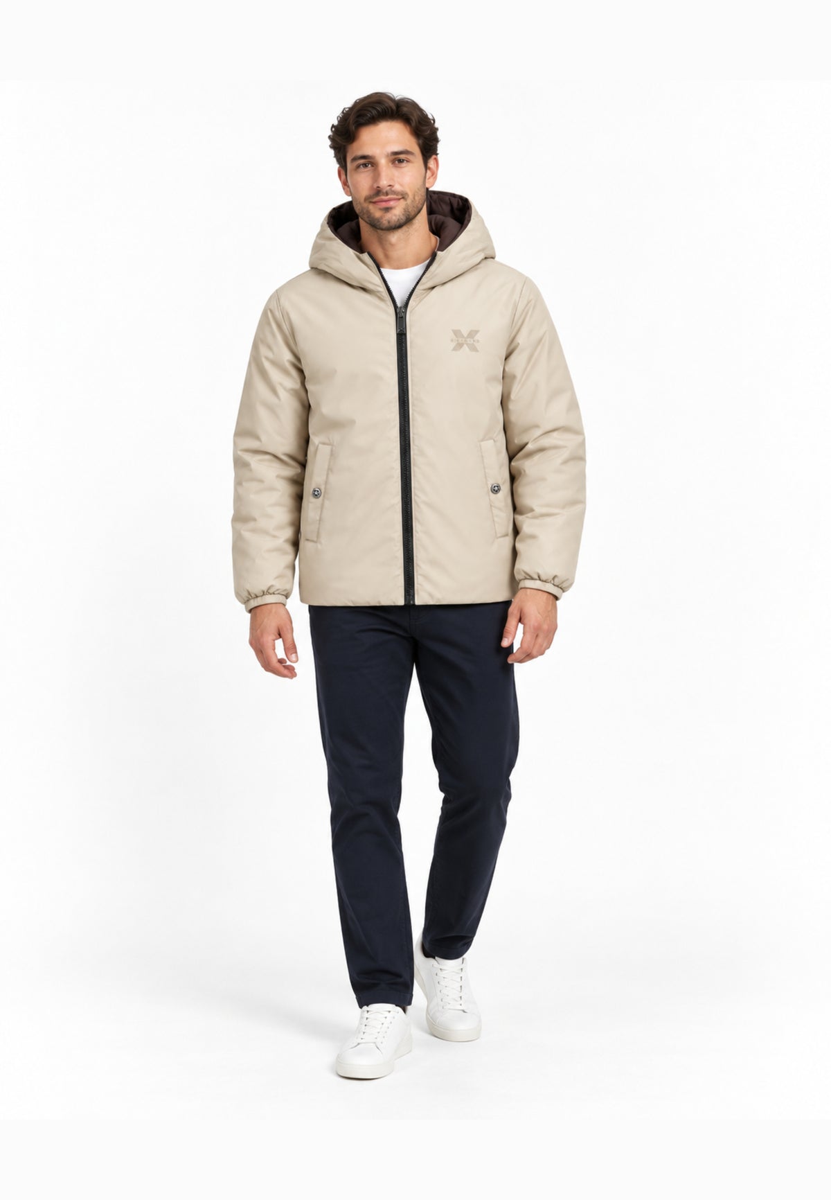 John Richmond GIUBBOTTO MARRONE DOUBLE FACE CON CAPPUCCIO Uomo UMA26176GB.MARRO_