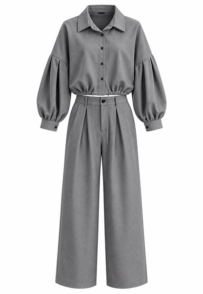 MA VIE PARIS Completo grigio camicia e pantalone Bambine e ragazze MV2427.GRIG_