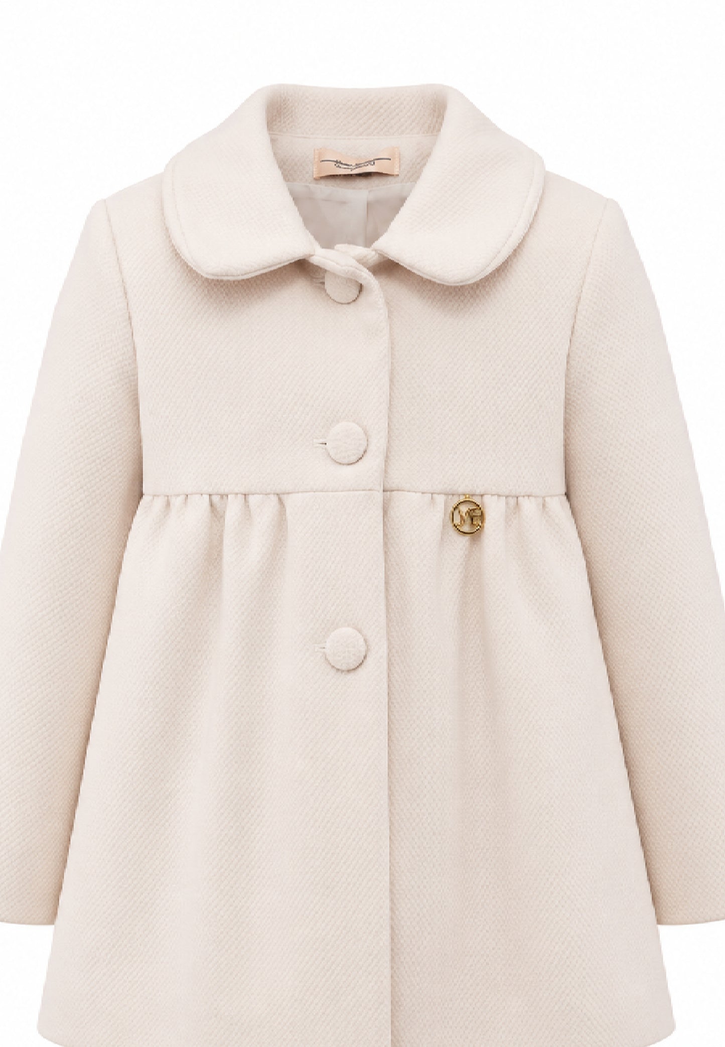 MON SAURIRE cappotto panna con colletto tondeggiante e bottoni tono su tono Bambine e ragazze m1418b.panna_