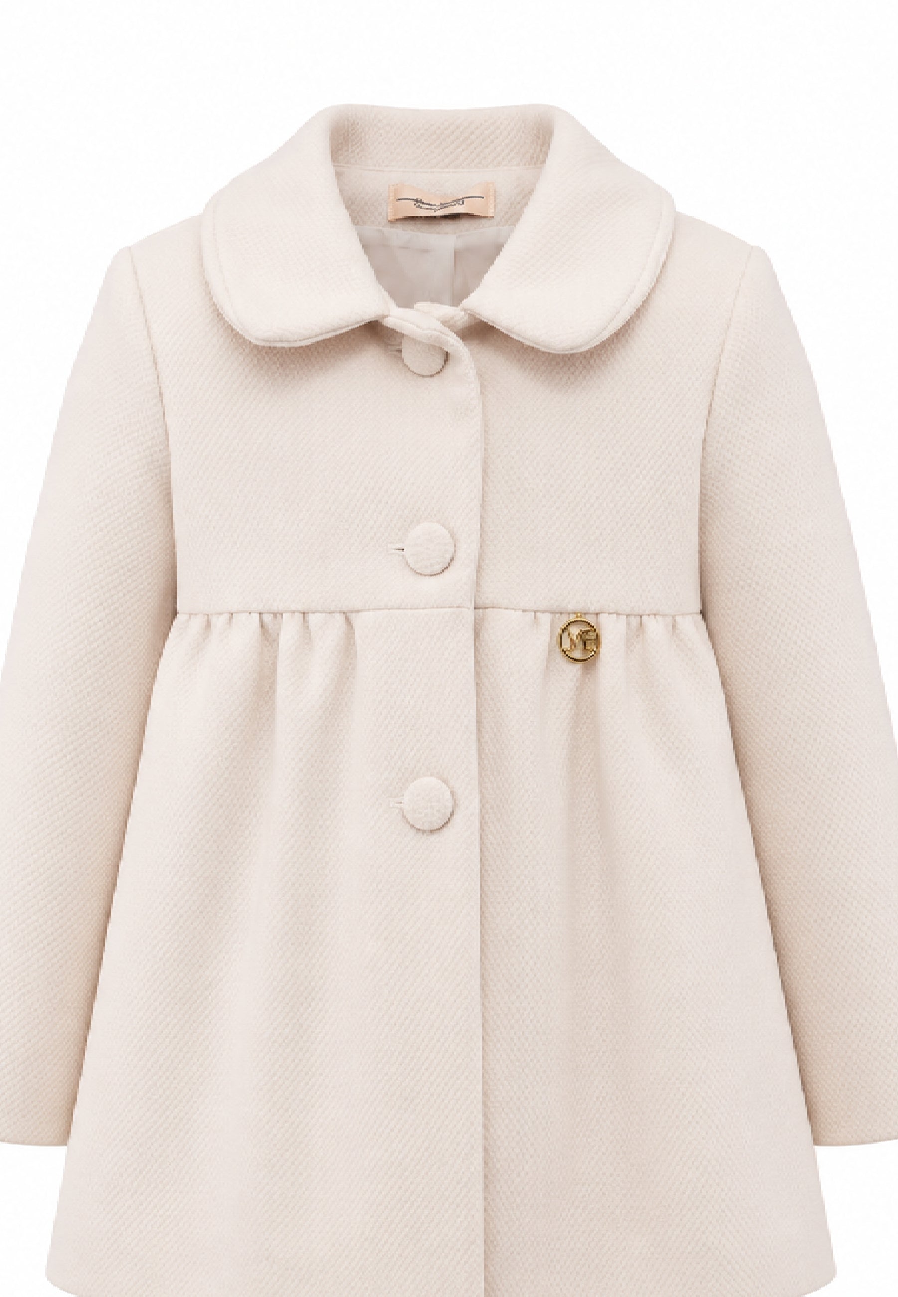 MON SAURIRE cappotto panna con colletto tondeggiante e bottoni tono su tono Bambine e ragazze m1418b.panna_