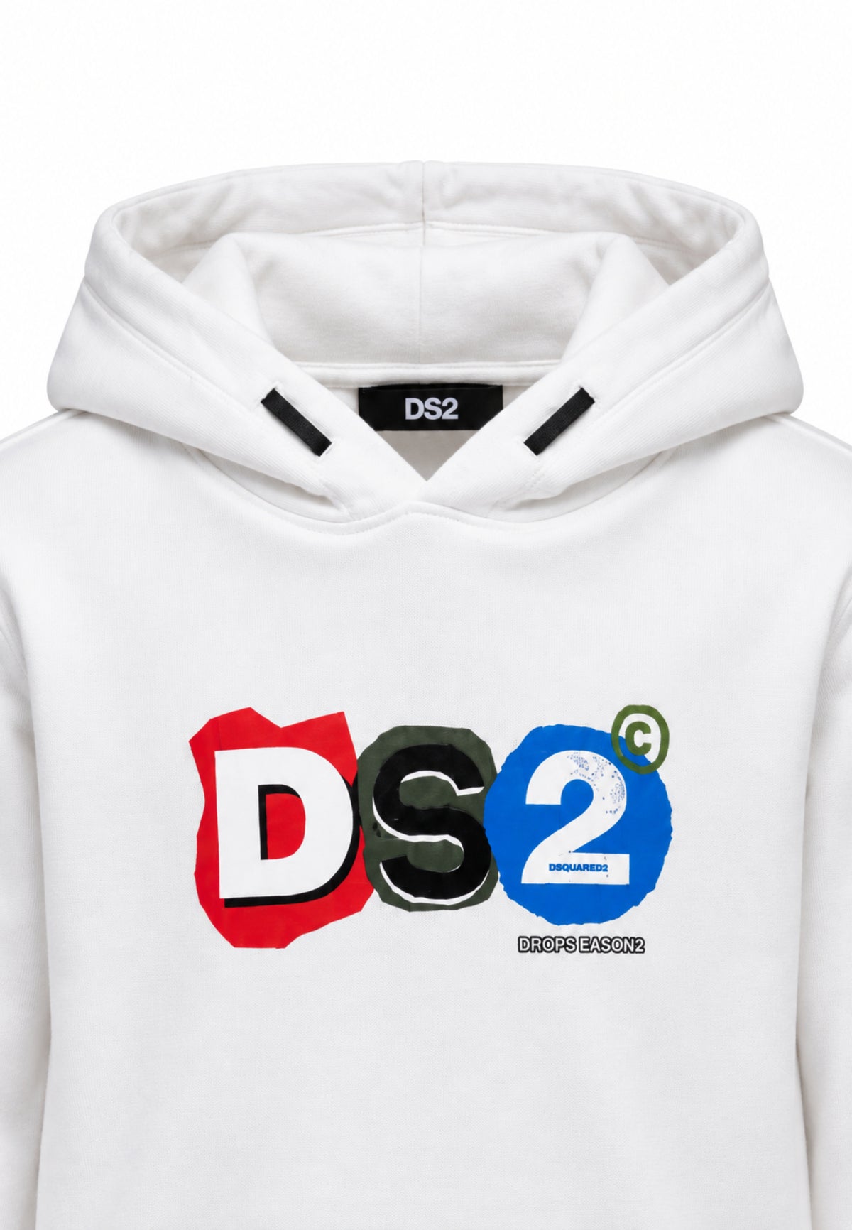 DS2 FELPA PANNA CON CAPPUCCIO E LOGO COLORATO CENTRALE Bambini e ragazzi F62K206.PANNA_