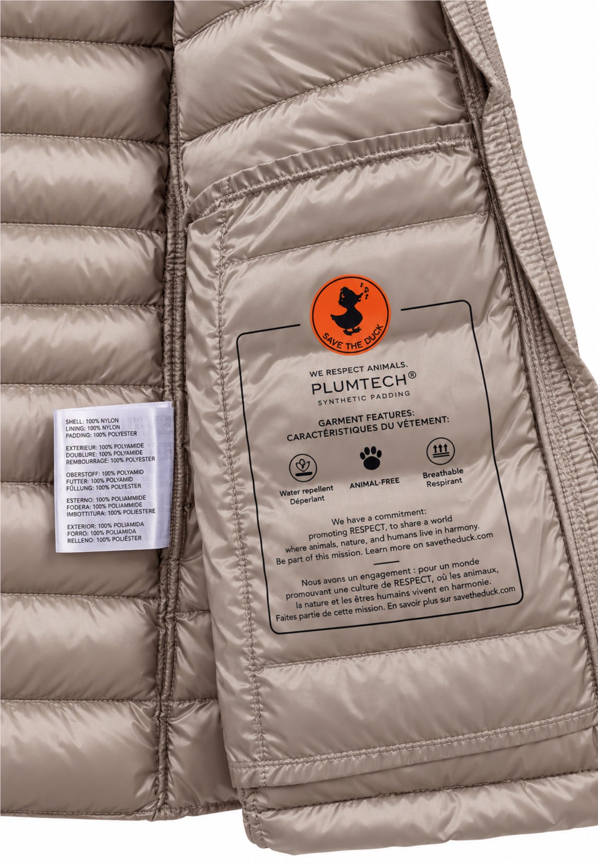 Save the Duck GIUBBOTTO BEIGE SAGOMATO LUNGO CON CAPPUCCIO Bambine e ragazze 09-J47300G.BEIGE_