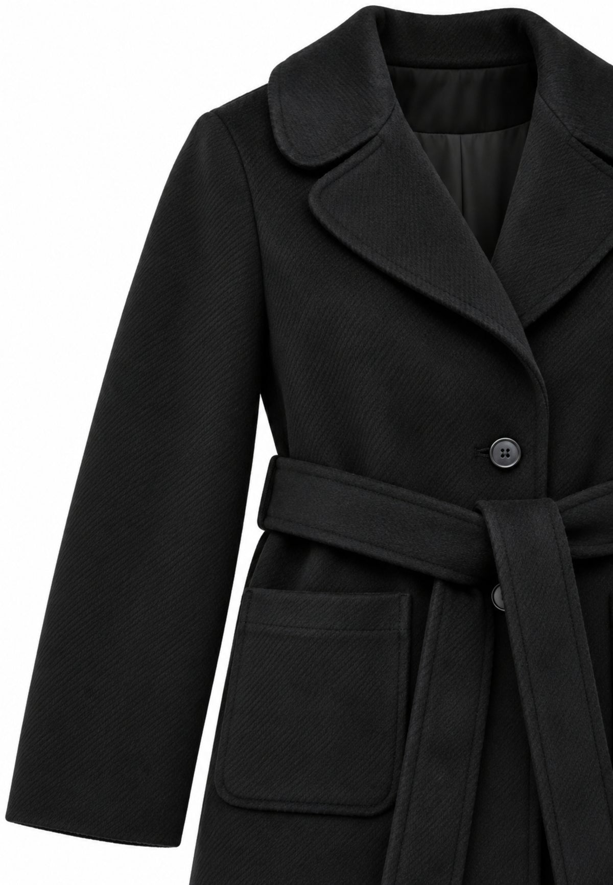 Kocca cappotto nero lungo con bottoni e cintura Bambine e ragazze welff.nero_