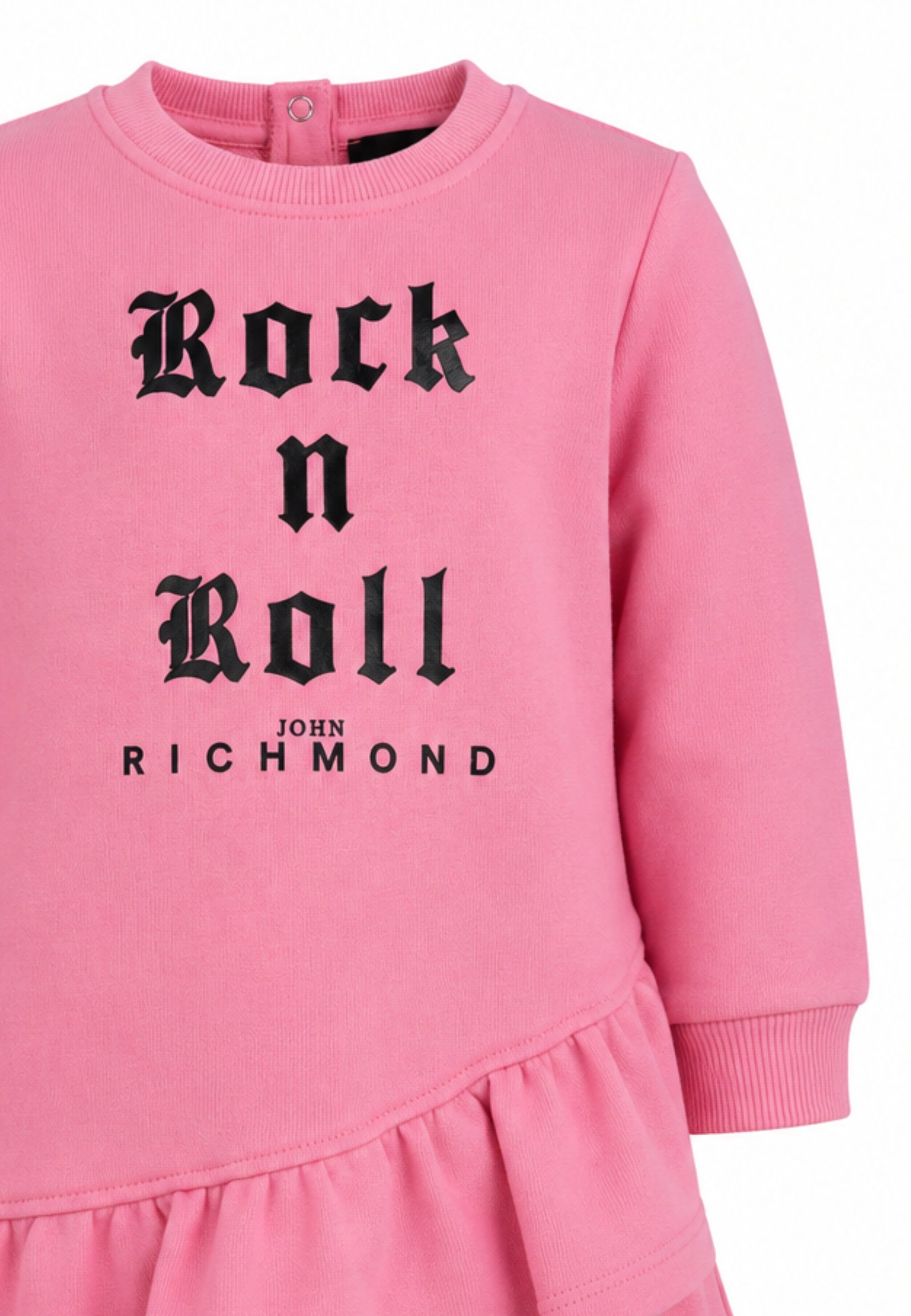 John Richmond abitino ROSA A MANICHE LUNGHE CON SCRITTA NERA E BALZE ASIMMETRICHE Bambine e ragazze ria26100ve.rosa_