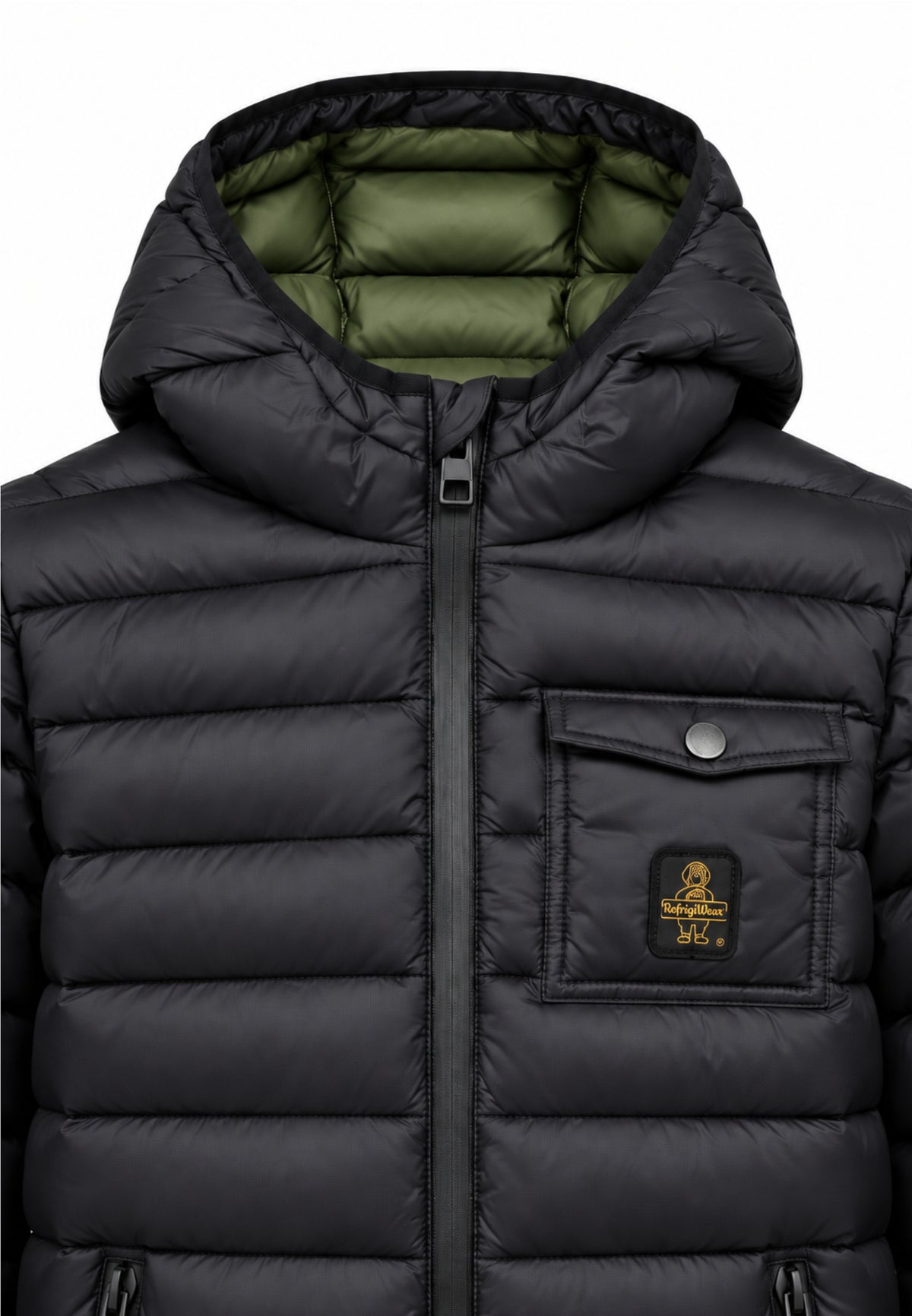 REFRIGIWEAR GIUBBOTTO NERO CON CAPPUCCIO E FODERA A CONTRASTO Bambini e ragazzi R2156CW26.NE_