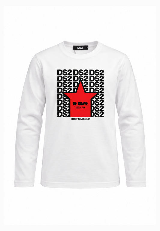 DS2 T SHIRT PANNA A MANICHE LUNGHE GRAFICA CENTRALE Bambini e ragazzi F62K217ML.PANNA_