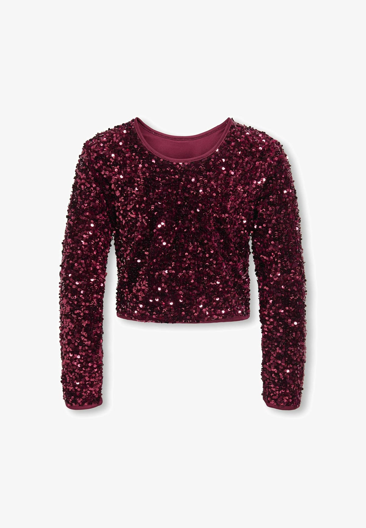 ONLY KIDS TOP bordeaux croppato con paillettes Bambine e ragazze 15383422.BORDEAUX_