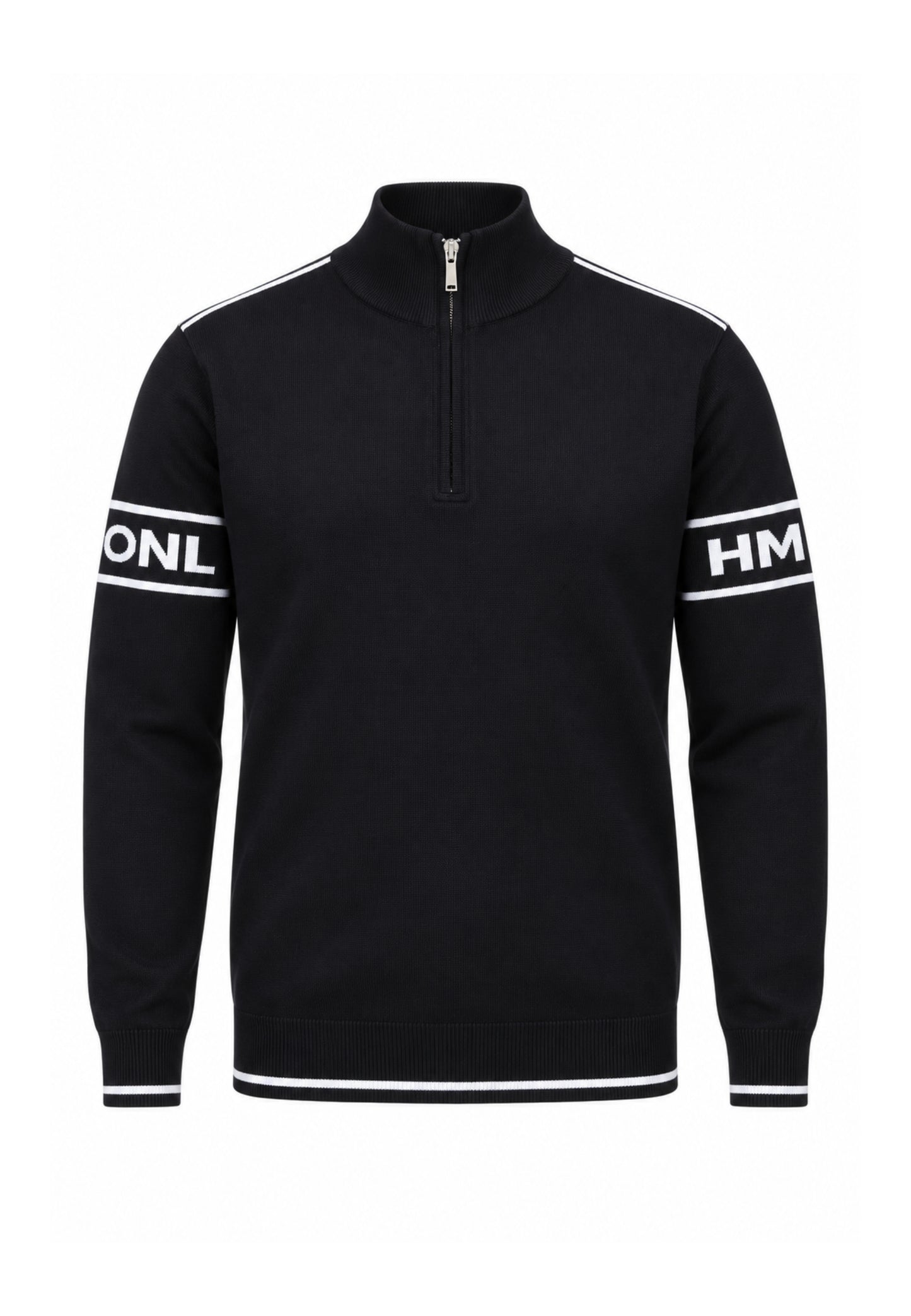 John Richmond LUPETTO NERO CON ZIP E LOGO MANICHE Uomo UMA26039LU.NE_