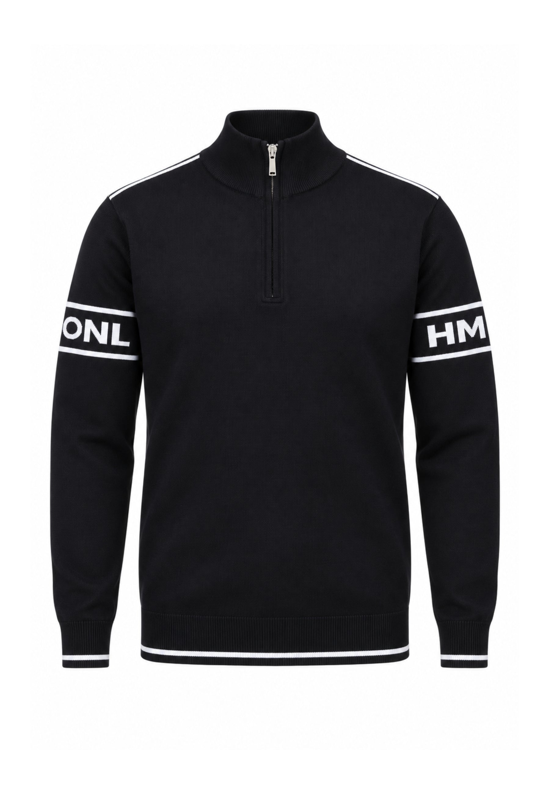 John Richmond LUPETTO NERO CON ZIP E LOGO MANICHE Uomo UMA26039LU.NE_