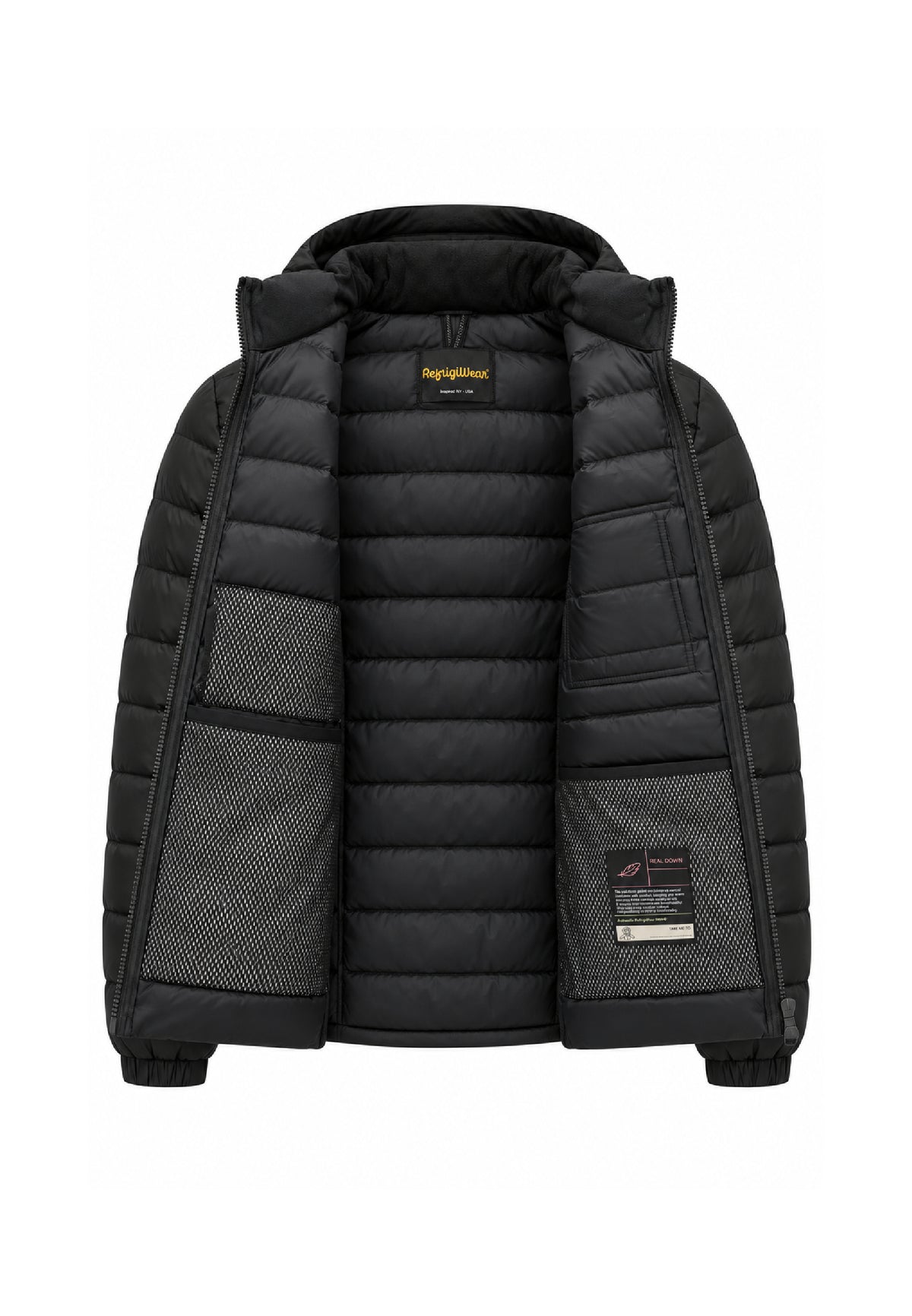 REFRIGIWEAR Giubbotto nero con cappuccio e logo applicato Uomo HUNTER JACKET.NE_