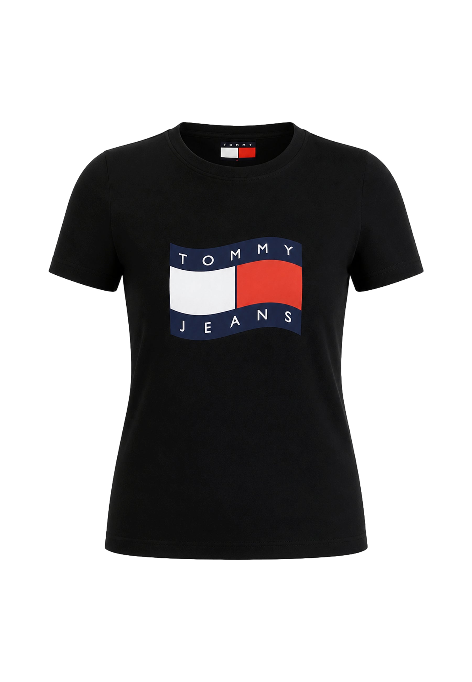 Tommy Jeans tshirt nera donna maxi logo dettaglio logo