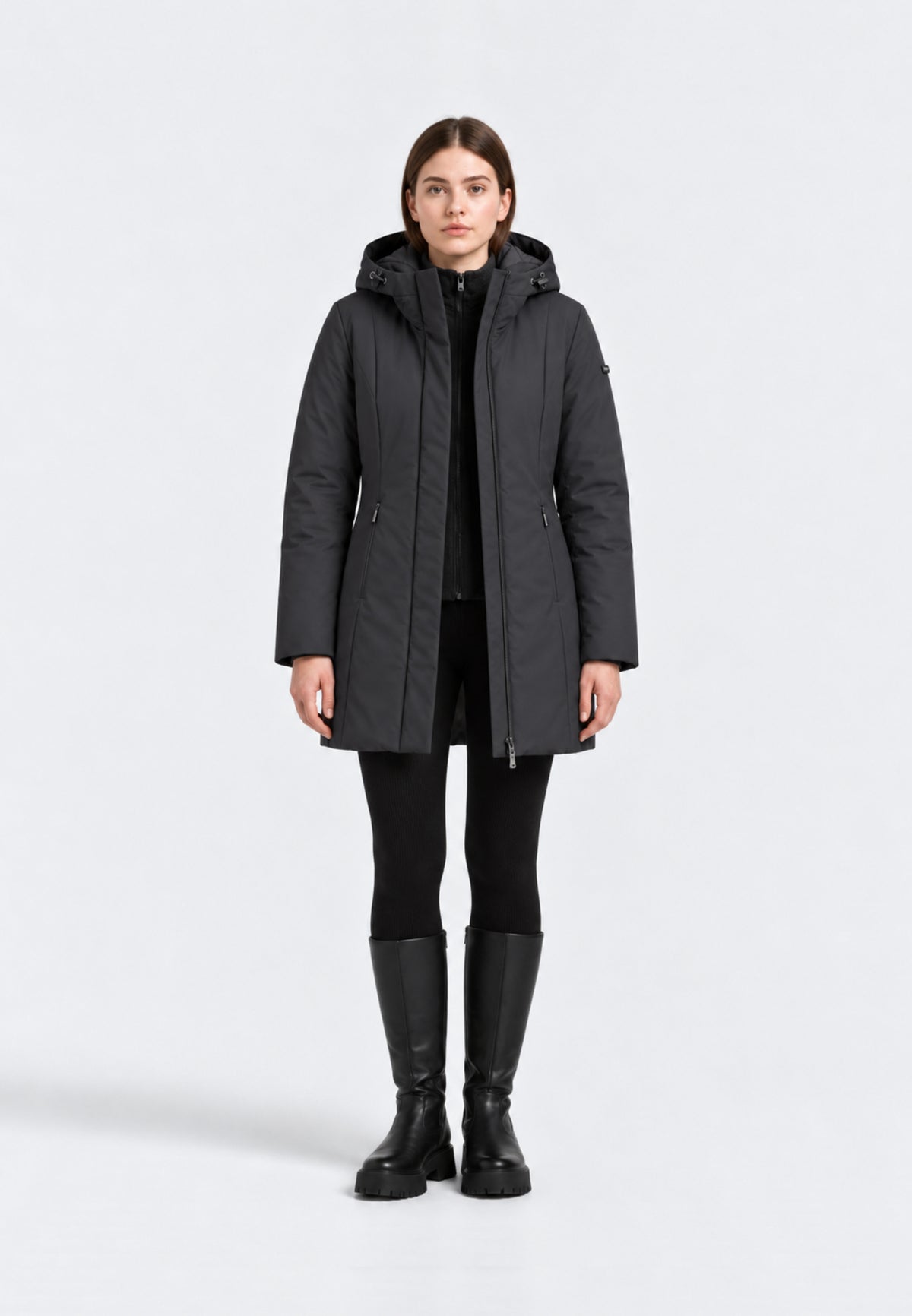 REFRIGIWEAR GIUBBOTTO NERO lungo sagomato Donna LADY TECH/1 JACKET.NE_