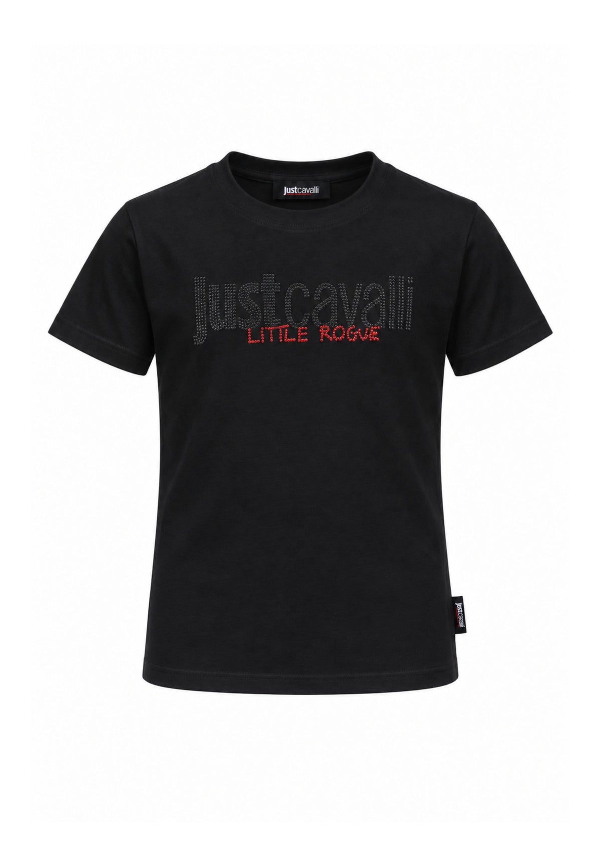 JUST CAVALLI tshirt NERA CON LOGO BORCHIATO Bambine e ragazze jba26156ts.ne_