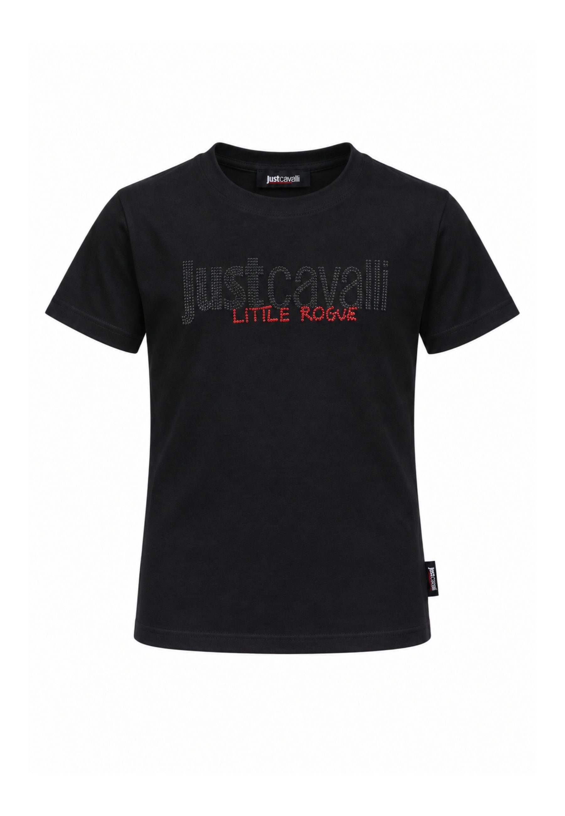 JUST CAVALLI tshirt NERA CON LOGO BORCHIATO Bambine e ragazze jba26156ts.ne_