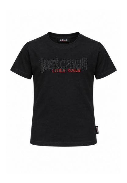 JUST CAVALLI tshirt NERA CON LOGO BORCHIATO Bambine e ragazze jba26156ts.ne_