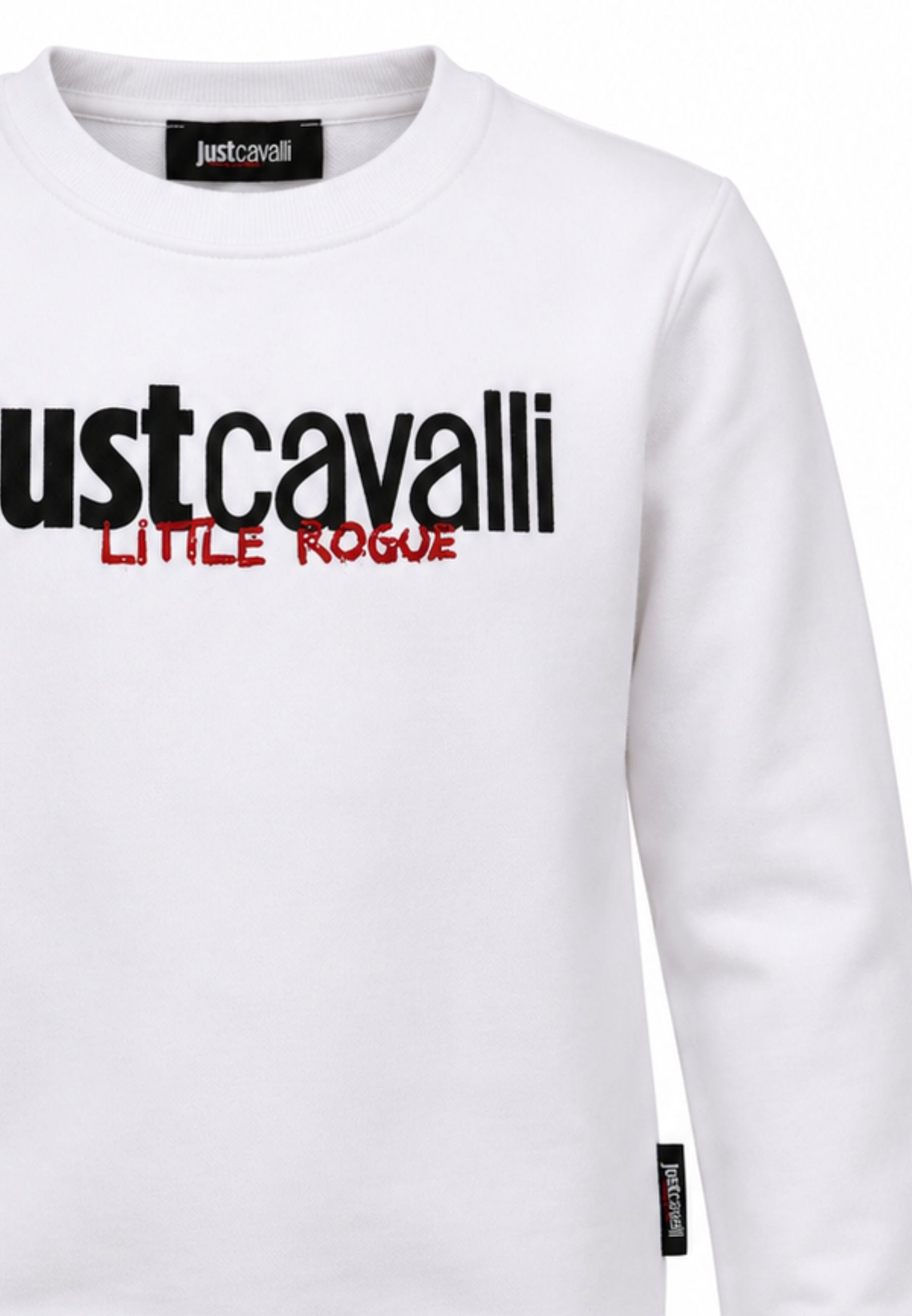 JUST CAVALLI felpa BIANCA GIROCOLLO CON logo borchie Bambine e ragazze jba26158fe.bia_