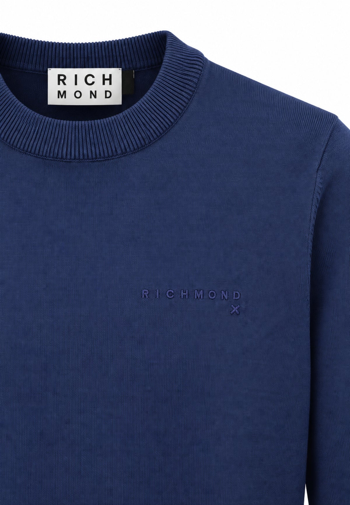 John Richmond maglia BLU IN LANA RASATA CON MINI LOGO Uomo uma26169ma.blu_