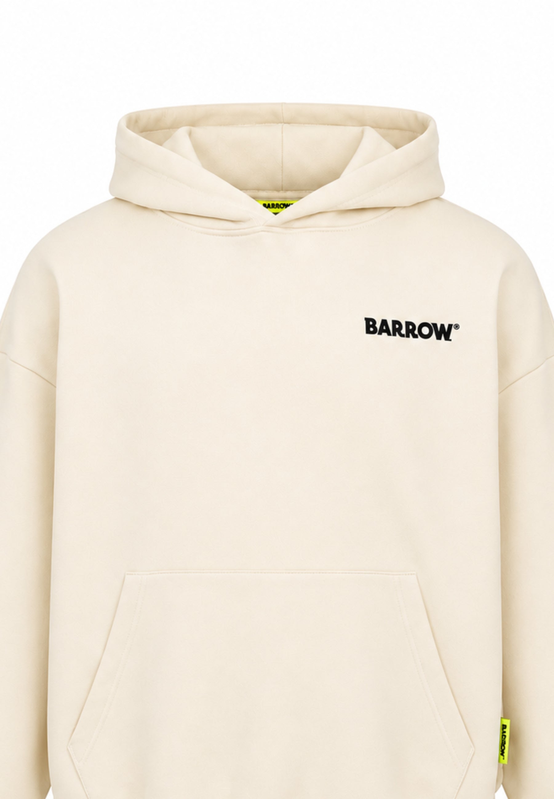 BARROW FELPA PANNA CON CAPPUCCIO con mini scritta davanti e maxi scritta dietro Bambini e ragazzi F6BKJUHS015.PANNA_