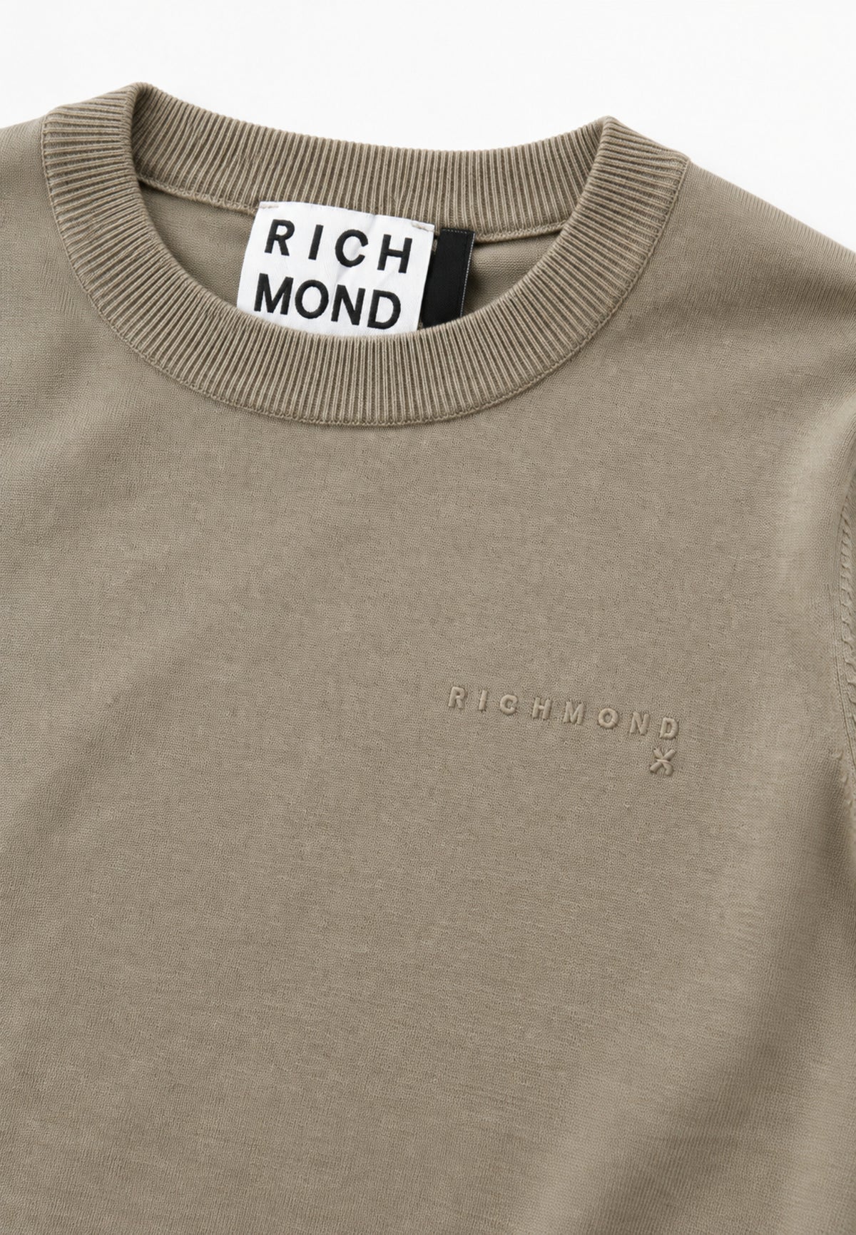 John Richmond maglia BEIGE IN LANA RASATA CON MINI LOGO Uomo uma26169ma.beige_
