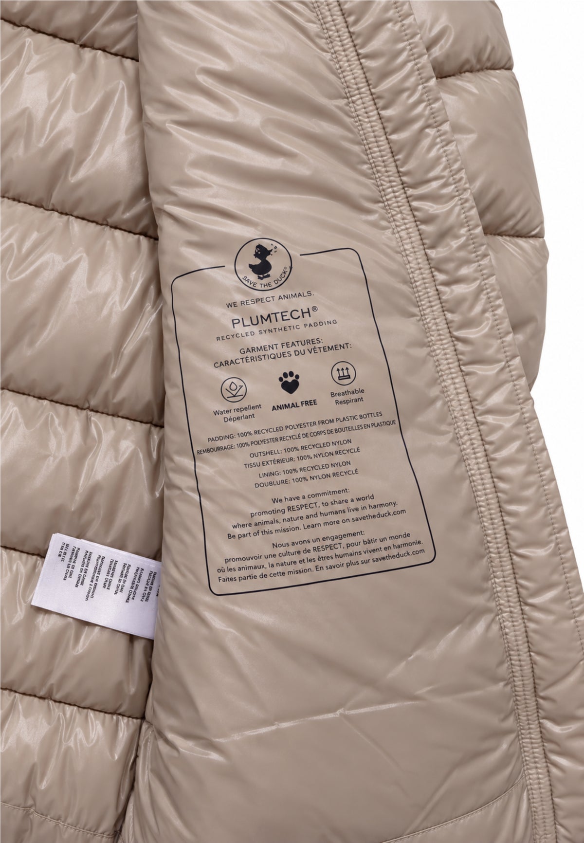 Save the Duck GIUBBOTTO BEIGE LUNGO A LINEA DRITTA Bambine e ragazze 10-J45510G.BEIGE_