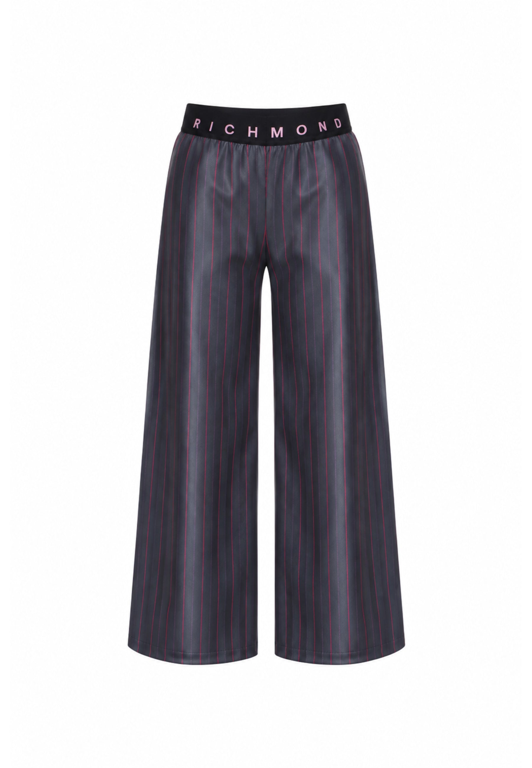 John Richmond pantalone grigio con righe sottili rosa e elastico logato in vita Bambine e ragazze rga26105pa.grig_