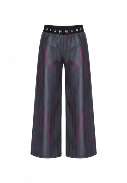 John Richmond pantalone grigio con righe sottili rosa e elastico logato in vita Bambine e ragazze rga26105pa.grig_