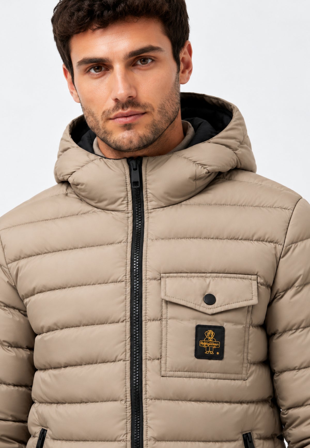 REFRIGIWEAR GIUBBOTTO BEIGE TRAPUNTATO CON CAPPUCCIO Uomo JOSH JACKET.BEIGE_