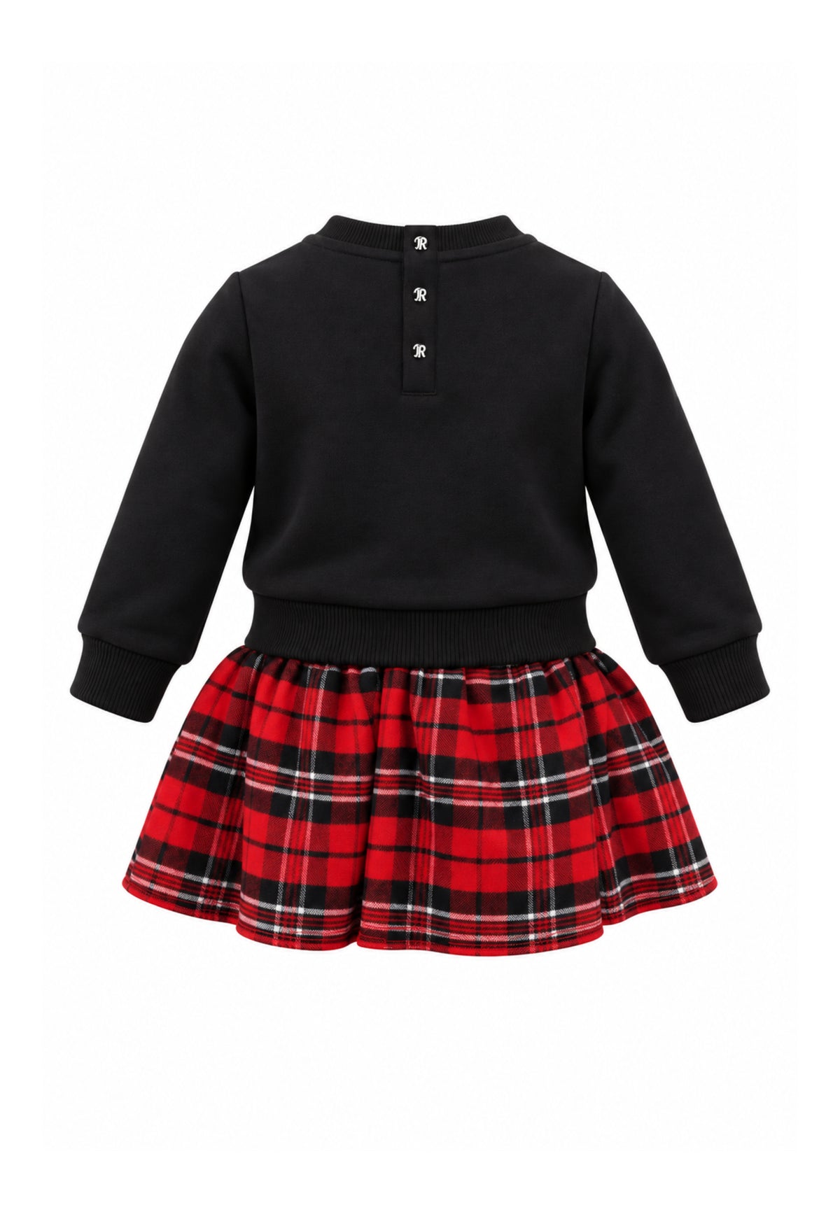 John Richmond VESTITO NERO CON GONNA IN TARTAN E MOTTO Bambine e ragazze RIA26082VE.NE_