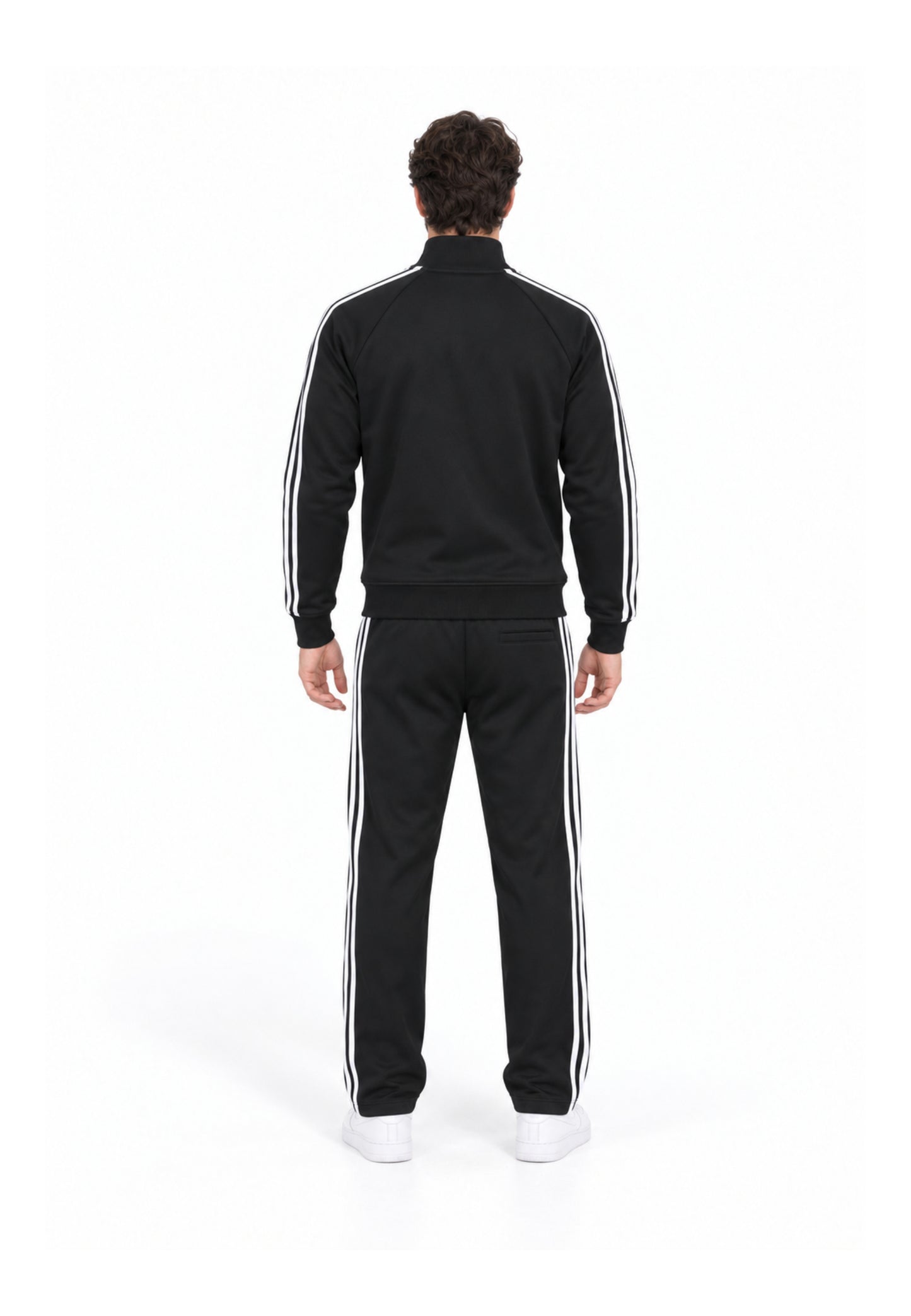 John Richmond tuta NERA A COLLO ALTO CON ZIP E STRISCE LATERALI Uomo uma26277tuta.ne_