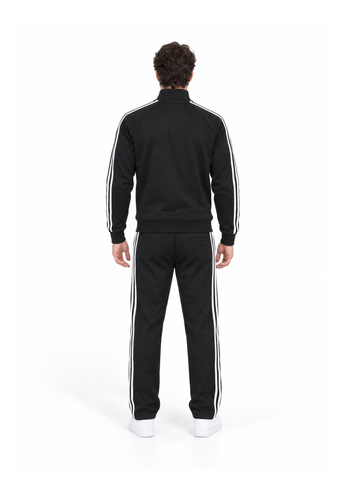 John Richmond tuta NERA A COLLO ALTO CON ZIP E STRISCE LATERALI Uomo uma26277tuta.ne_