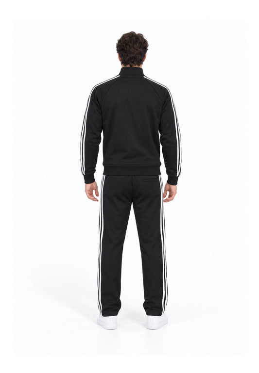 John Richmond tuta NERA A COLLO ALTO CON ZIP E STRISCE LATERALI Uomo uma26277tuta.ne_