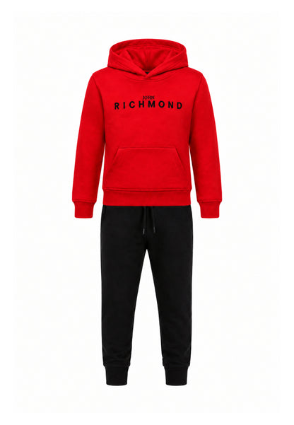 John Richmond Tuta ROSSA con cappuccio E LOGO GOMMATO Bambini e ragazzi rba26007cf.ro_